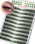 Focipeysa Lash Clusters Natural Eyelash Extensions Wispy Cluster Eyelashes Extensions Clear Band Individual Eyelashes Lashes for Clean Girl Makeup DIY Lash Extensions at Home