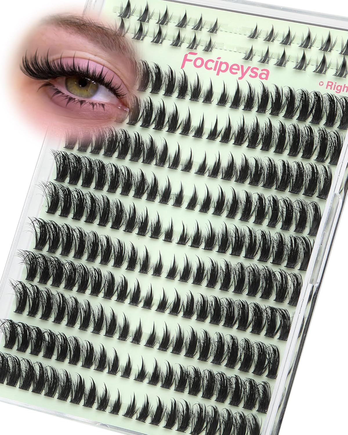 Focipeysa Lash Clusters Natural Eyelash Extensions Wispy Cluster Eyelashes Extensions Clear Band Individual Eyelashes Lashes for Clean Girl Makeup DIY Lash Extensions at Home